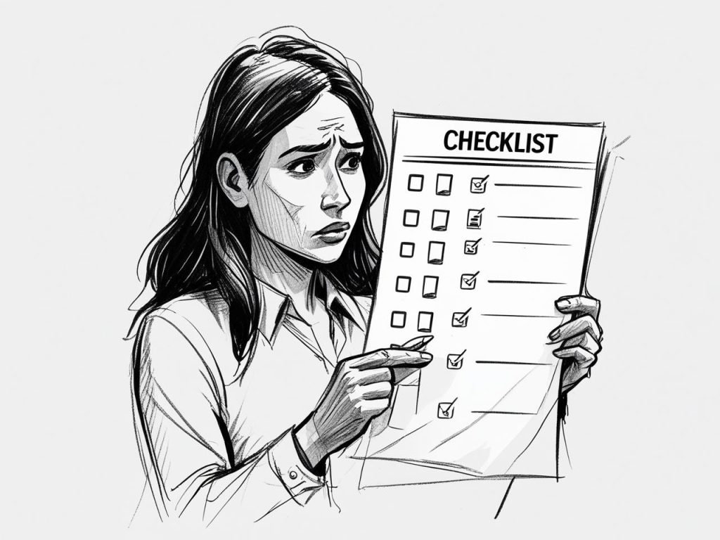 a confused buyer vs clear checklist, minimal icons