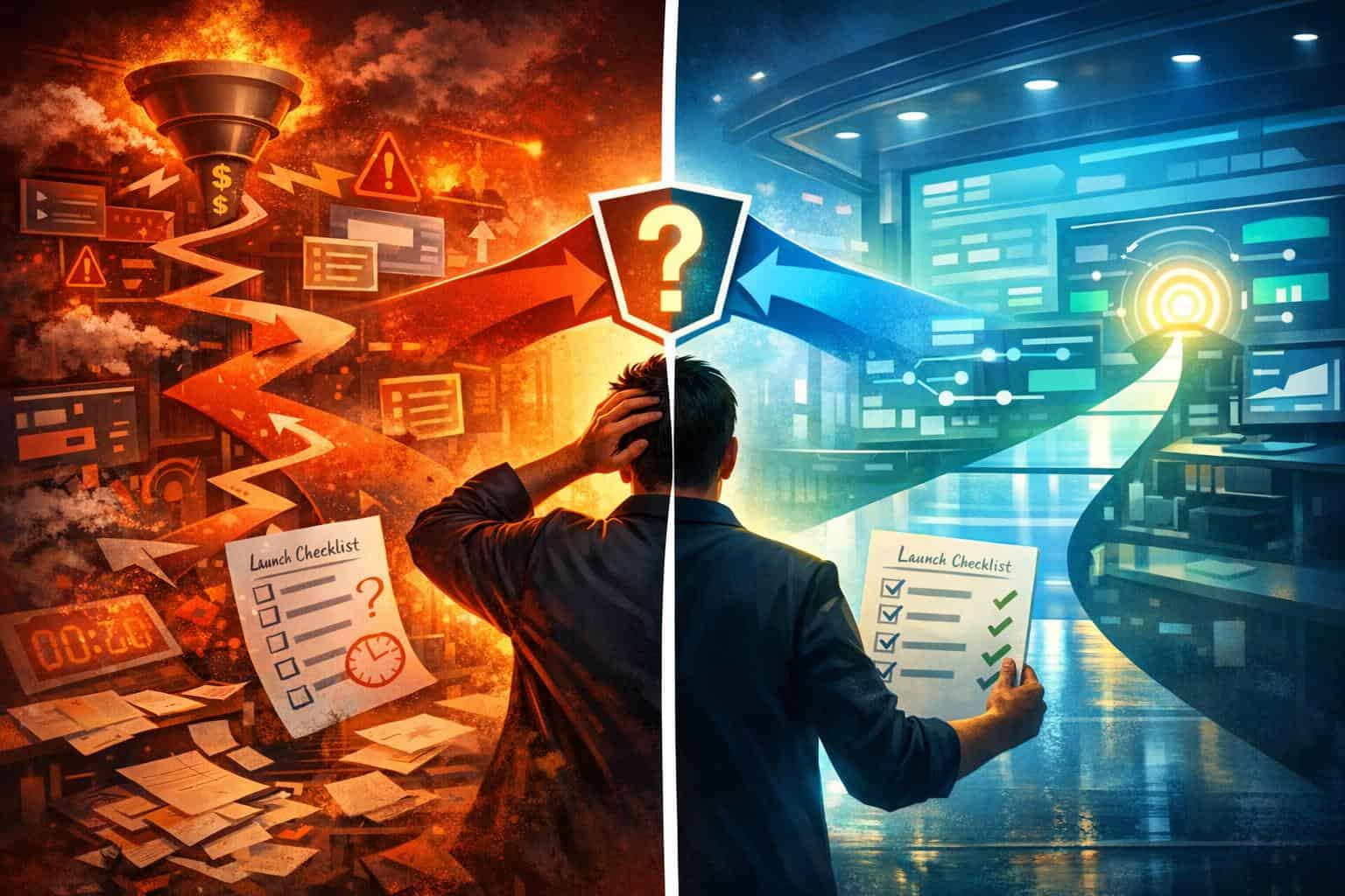 ClickFunnels vs Kartra Decision Battle ClickFunnels vs Kartra decision split-screen for choosing a sales funnel platform