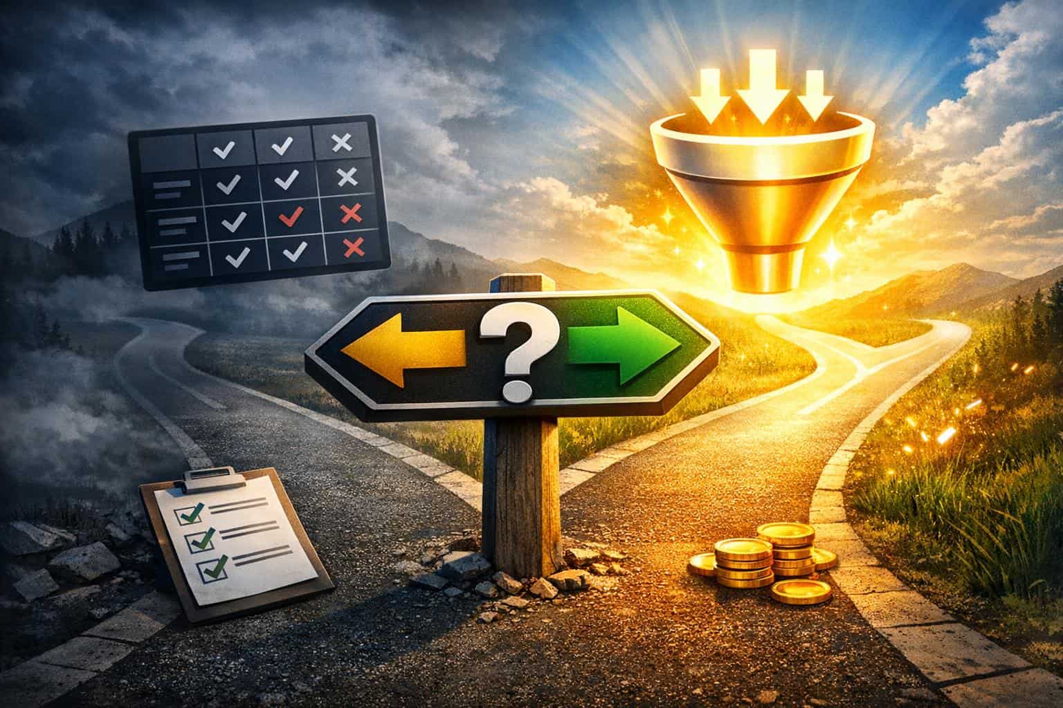 Decision map for choosing ClickFunnels or comparing sales funnel software alternatives