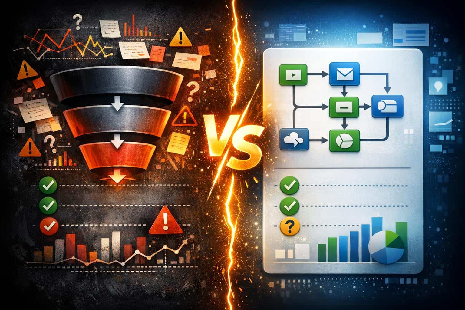 Fast Fit Comparison Side-by-side comparison table concept for ClickFunnels and Kartra